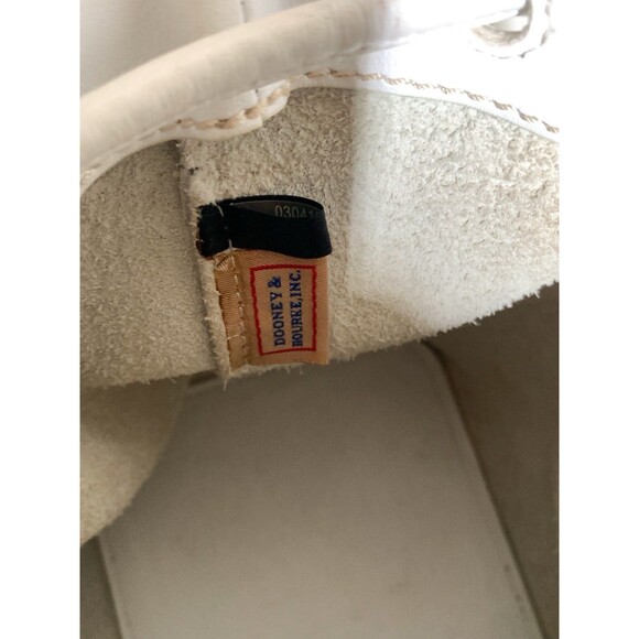 Dooney & Bourke Christa Drawstring Crossbody Bag White Leather Fringe Bucket - Picture 11 of 12